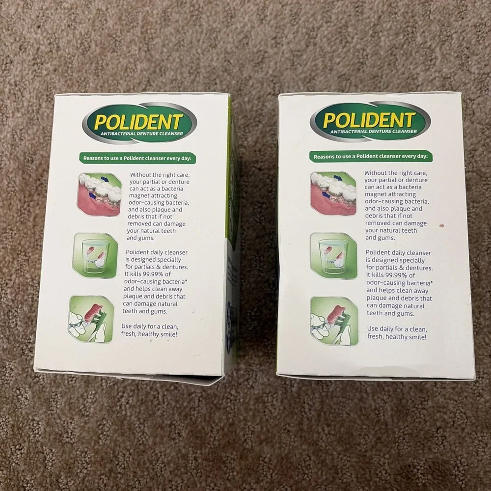 2 X POLIDENT 3 Minute Denture‎ Cleanser Tablets - 120 Count/each EXP 7/2027